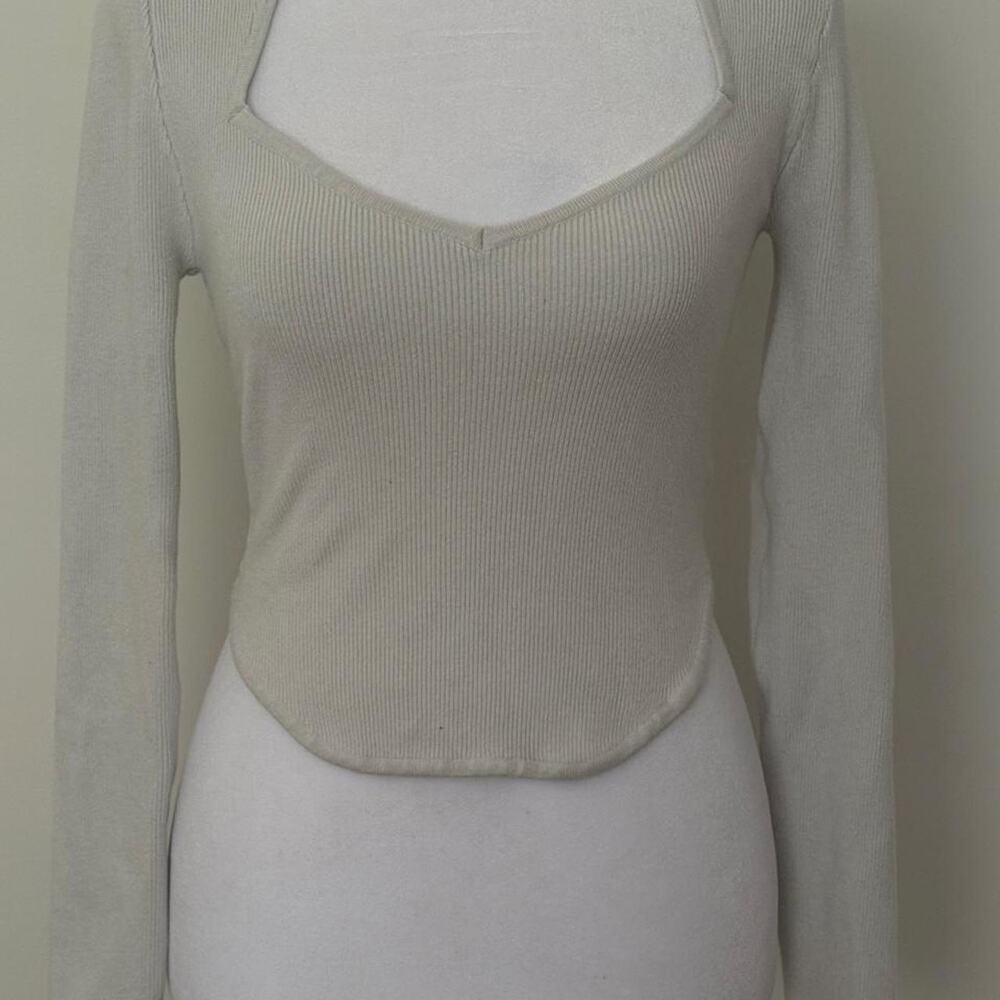 White Long Sleeve Crop Top